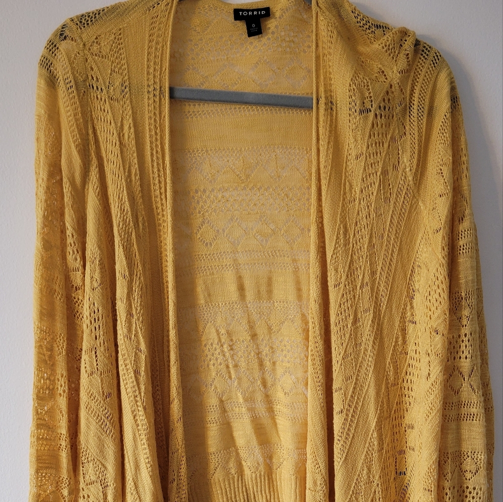 Torrid mustard lace cardigan